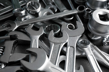 Wall Mural - Setting of tools for car repair, closeup