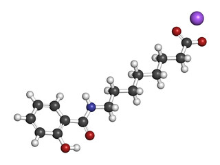 Wall Mural - Sodium salcaprozate (SNAC, sodium N-[8-(2-hydroxybenzoyl)amino] caprylate) oral absorption promoter. Used to increase the bioavailability of macromolecules, including heparin and peptide drugs.