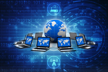 Poster - 3d rendering technology laptop network
