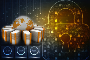 Poster - 3d rendering database storage data base with globe
