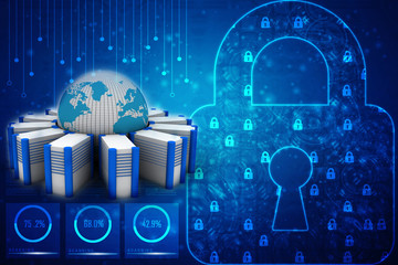 Poster - 3d rendering Database storage data base with globe
