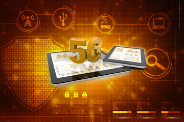 Poster - 3d rendering 5G Network 5G Connection with data
