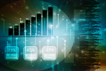 Poster - 2d rendering Stock market online business concept. business Graph
