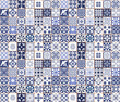 Blue Portuguese tiles pattern - Azulejos vector, fashion interior design tiles 
