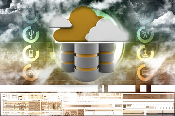 Poster - 3d rendering database storage data base with cloud folder storage