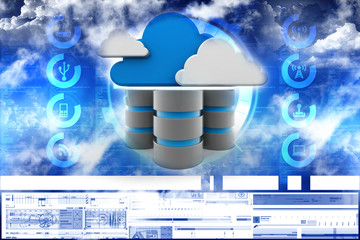 Poster - 3d rendering database storage data base with cloud folder storage