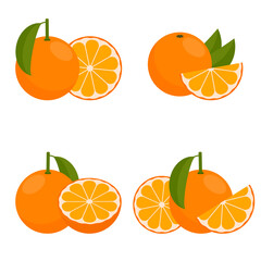 Vector orange or Mandarin. A set of icons.