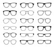 © artyway - Monochrome glasses for sight with a transparent glass in a black frame. Protection from sun and ultraviolet rays. Fashion accessory.