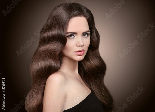 Healthy Hair Beautiful Brunette Girl Portrait Healthy Long