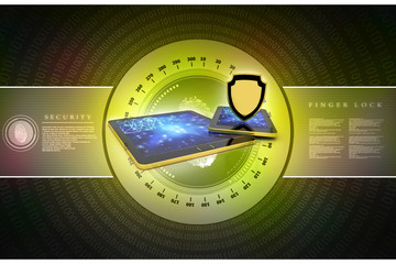 Poster - 3d rendering tablet with shield 
