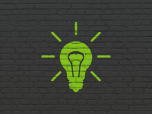 Business Concept: Light Bulb On Wall Background