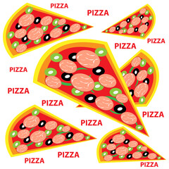 Wall Mural - Pizza isolated on white backgroun. Food and cookingg.