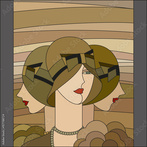 Dekoracja na wymiar wzor-modnych-kobiet-trzy-klapy-art-deco-wektor-wzor-geometryczny-barwione-w-stylu-art-deco