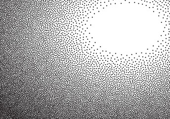 Poster - Dotwork gradient background, black and white scattered stipple dots