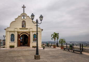 Sticker - Santa Ana Church on top of Santa Ana hill - Guayaquil, Ecuador