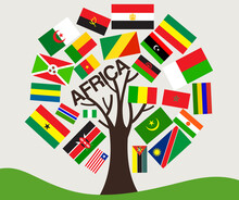 Set Of World Flag In Tree Design : Africa : Vector Illustration