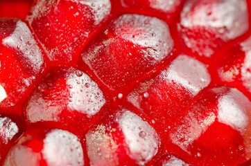 Grains Of Pomegranate. Close-Up. Top View. Macro. Depth of Field.