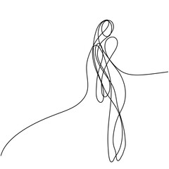Continuous line drawing of dancing woman. Vector illustration
