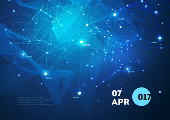 Aufkleber - 3d abstract mesh background with circles, lines and triangular shapes design layout for your busines