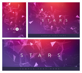 Aufkleber - set of banner or flyer layouts. 3d abstract mesh backgrounds with circles, lines and triangular shap