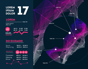 Futuristic infographic. Information aesthetic design. Complex data threads graphic visualization. Abstract data graph