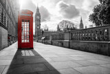 Fototapeta Londyn - color key von roter Telefonzelle vor Big Ben