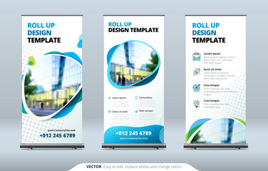 business roll up banner stand. presentation concept. abstract modern roll up background. vertical ro