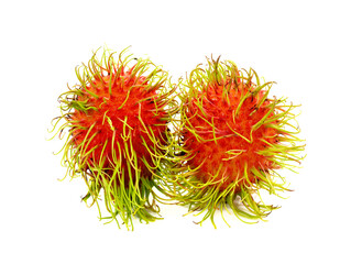 Wall Mural - Isolated rambutan on white background, tropical fresh fruit