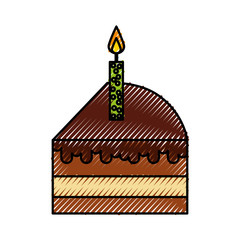 Sticker - scribble cute cake slice cartoon vector graphic design