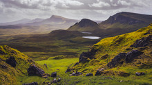 Landscape View Of Quiraing Mountains On Isle Of Skye, Scottish Highlands