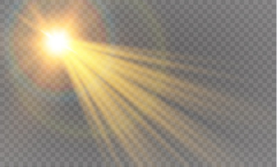 Wall Mural - abstract lens gold front solar flare transparent special light effect design.