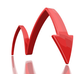 Poster - 3d arrow downwards. Image with clipping path
