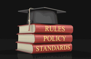 Poster - Stack of compliance and rules books. Image with clipping path 