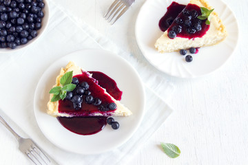 Canvas Print - Cheesecake with blueberries