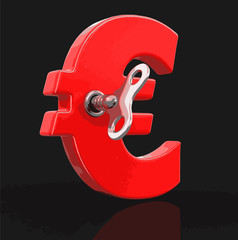 Poster - Euro Sign with winding key. Image with clipping path