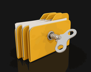 Poster - Folder and files with winding key. Image with clipping path
