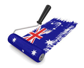 Wall Mural - Paint roller with Australian flag. Image with clipping path