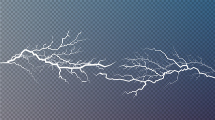 Wall Mural - set of lightnings. magic and bright lighting effects.