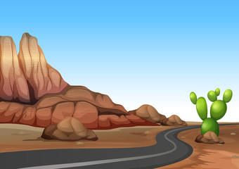 Wall Mural - Nature scene with empty road in desert land