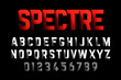 Bold style font with shadow effect, Spectre typeface, alphabet and numbers