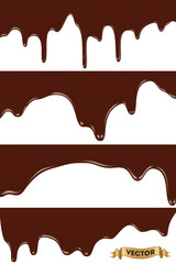 Aufkleber - Realistic vector illustration, set of melted chocolate dripping