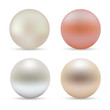 Pearl realistic set isolated on white background. Spherical beautiful 3D orb. Vector