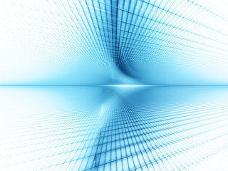 Poster - Abstract background element. Grid planes perspective. Retro sci fi style. Time and space concept. Blue and white colors.
