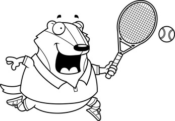 Canvas Print - Cartoon Badger Tennis