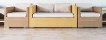 Beautiful Rattan Sofa With Cotton Pillow Interior
