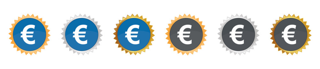 Poster - Euro - Währung - Gezacktes Button-Set