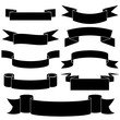 © savanno - Ribbon banners. Black silhouette decorative elements