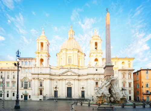 Fotografia, Obraz church of Sant Agnese in Agone on Piazza Navona in Rome, Italy, retro toned
