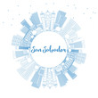 © BooblGum - Outline San Salvador Skyline with Blue Buildings and Copy Space.