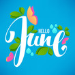 Hello June, Vector Banner Design Template With Images Of Green Leaves, Bright Butterfly And Lettering Composition